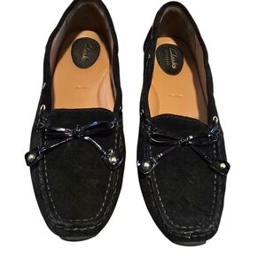 Clark’s Artisan Black Suede Leather Loafer Moc Slip On Shoes 8 Narrow